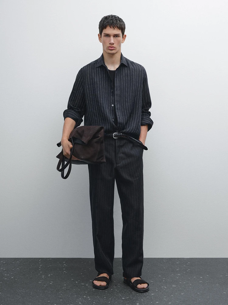 100% linen pinstripe shirt