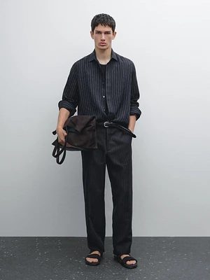 100% linen pinstripe shirt