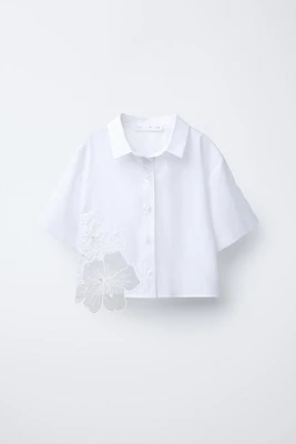 GLITTERY FLORAL POPLIN SHIRT