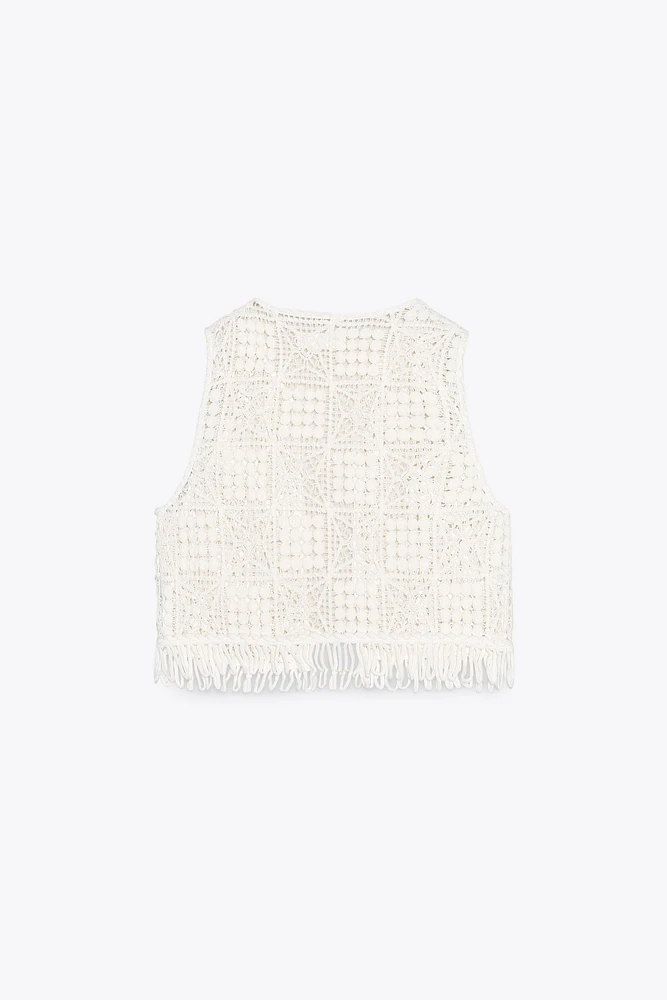 FRINGED MACRAMÉ VEST