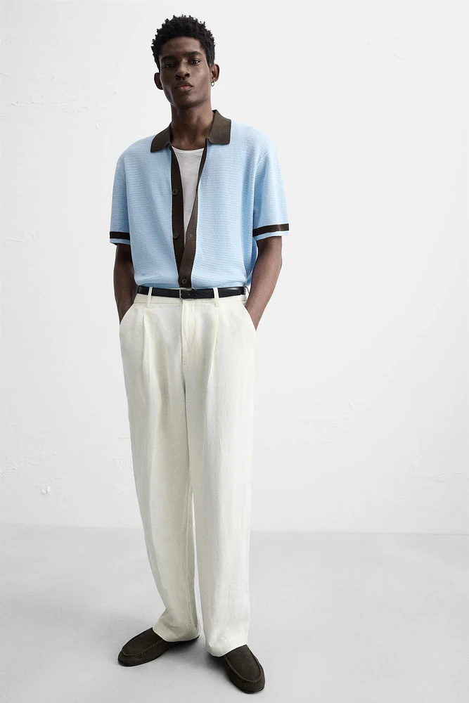 CONTRAST KNIT SHIRT