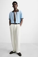 CONTRAST KNIT SHIRT