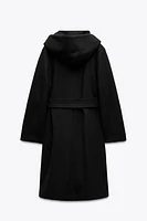 BELTED SOFT HOODED COAT