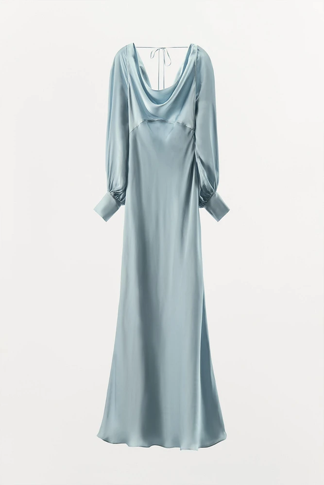 OPEN BACK SATIN EFFECT DRESS