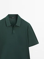 Slim fit cotton blend polo shirt
