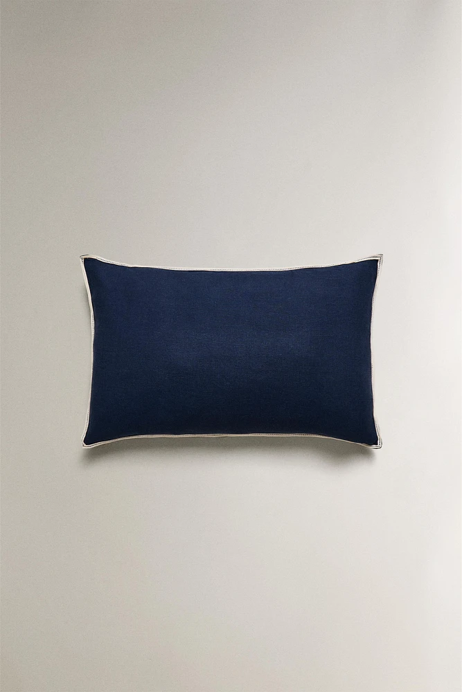 HOUSSE DE COUSSIN LIN BORD