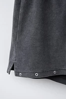 WASHED EFFECT STUDDED BERMUDA SHORTS