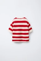 T-SHIRT MAILLES RAYURES BRODÉ PHARE