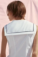 POPLIN TIE TRIM TOP