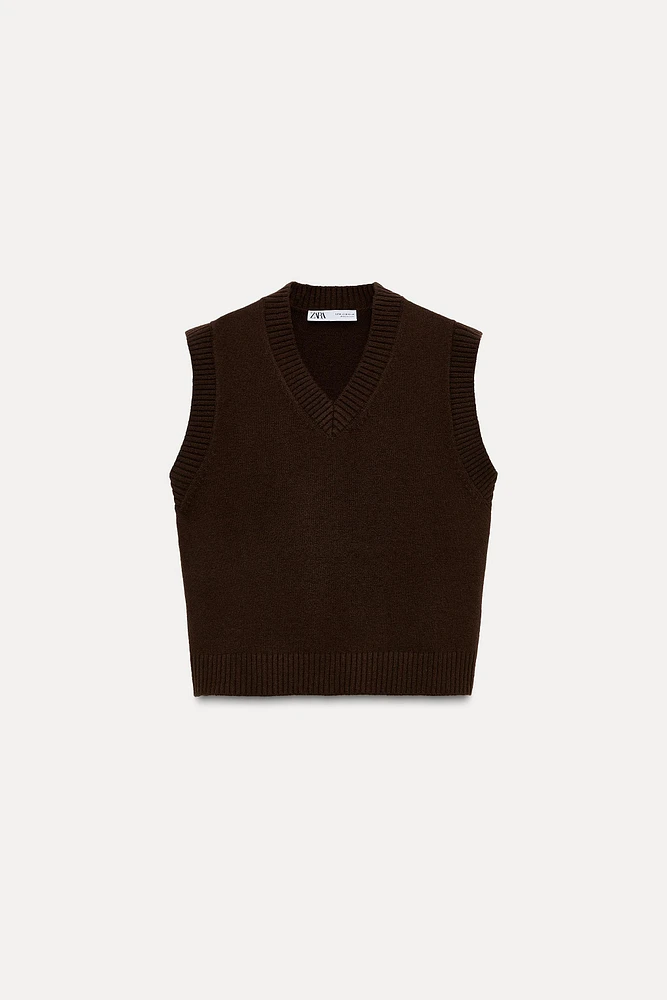 PLAIN KNIT SWEATER VEST