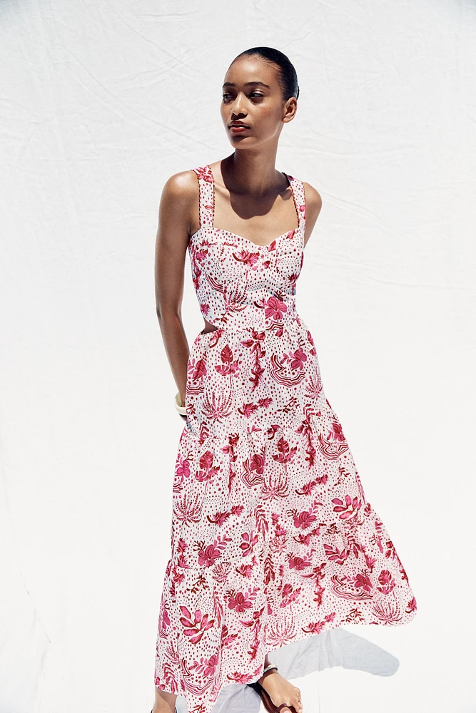 ROBE MIDI IMPRIMÉE ET AJOURÉE
