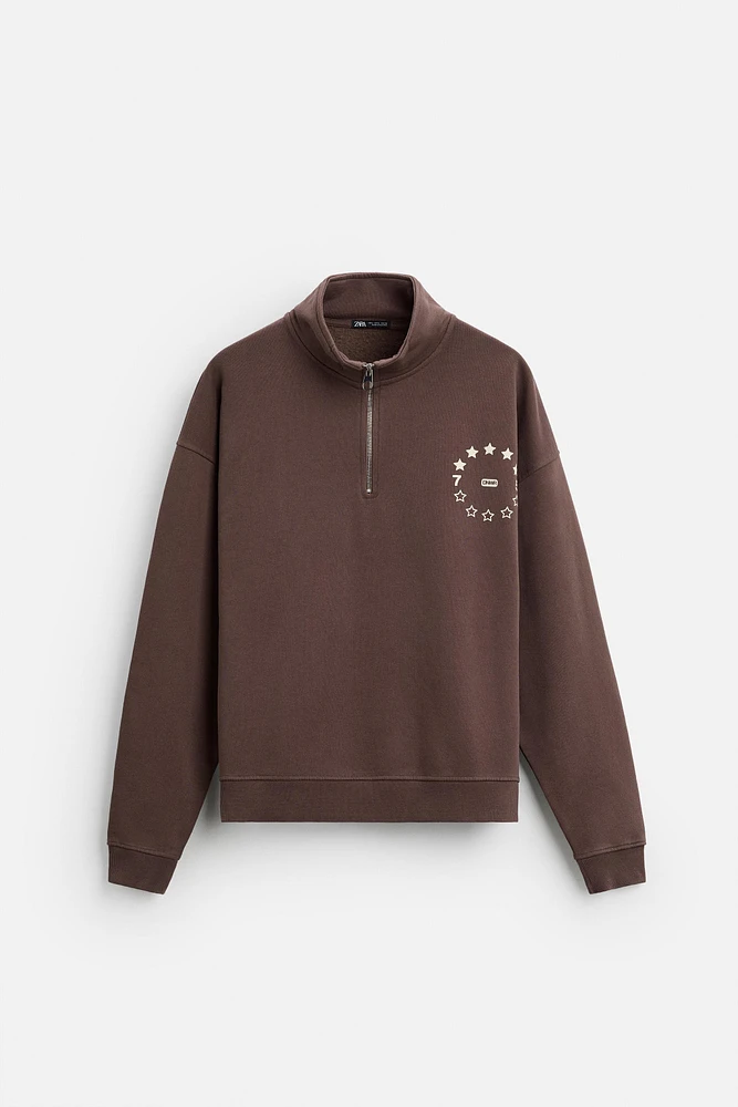 TEXT QUARTER ZIP SWEATSHIRT