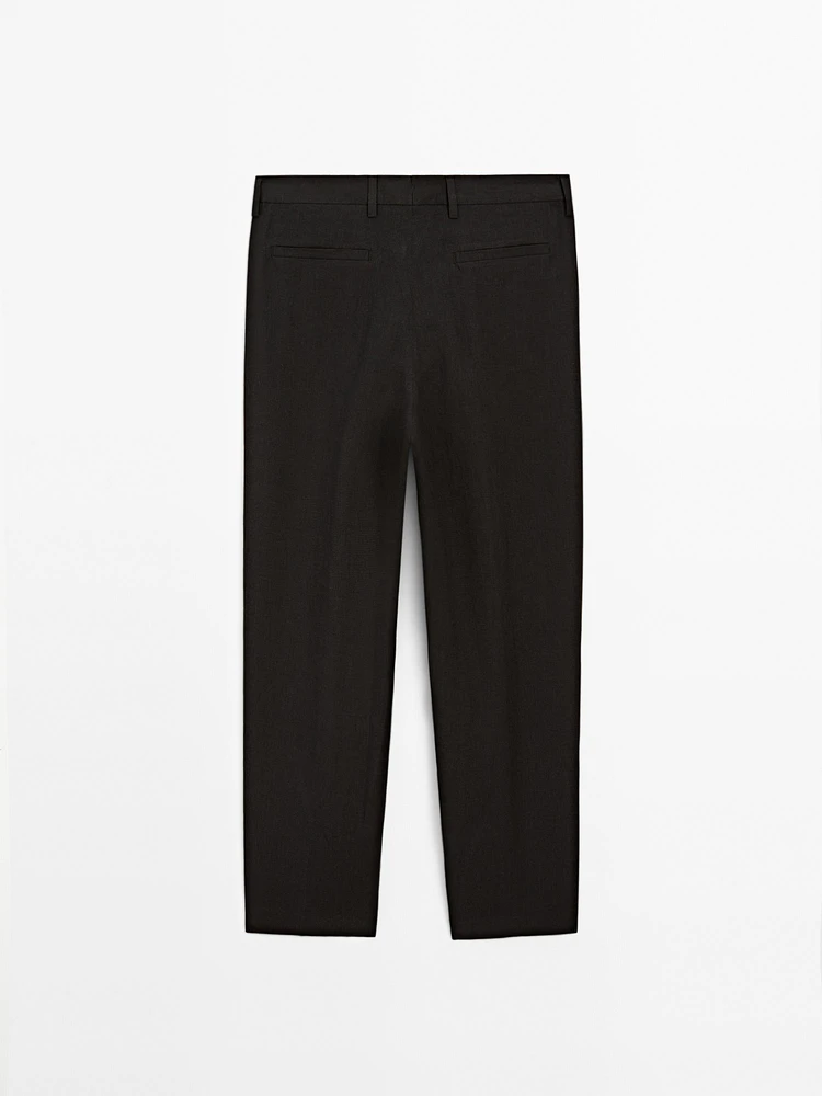 Pantalon pied-de-poule 100 % lin