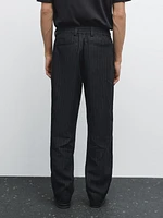Pantalon à rayures 100 % lin