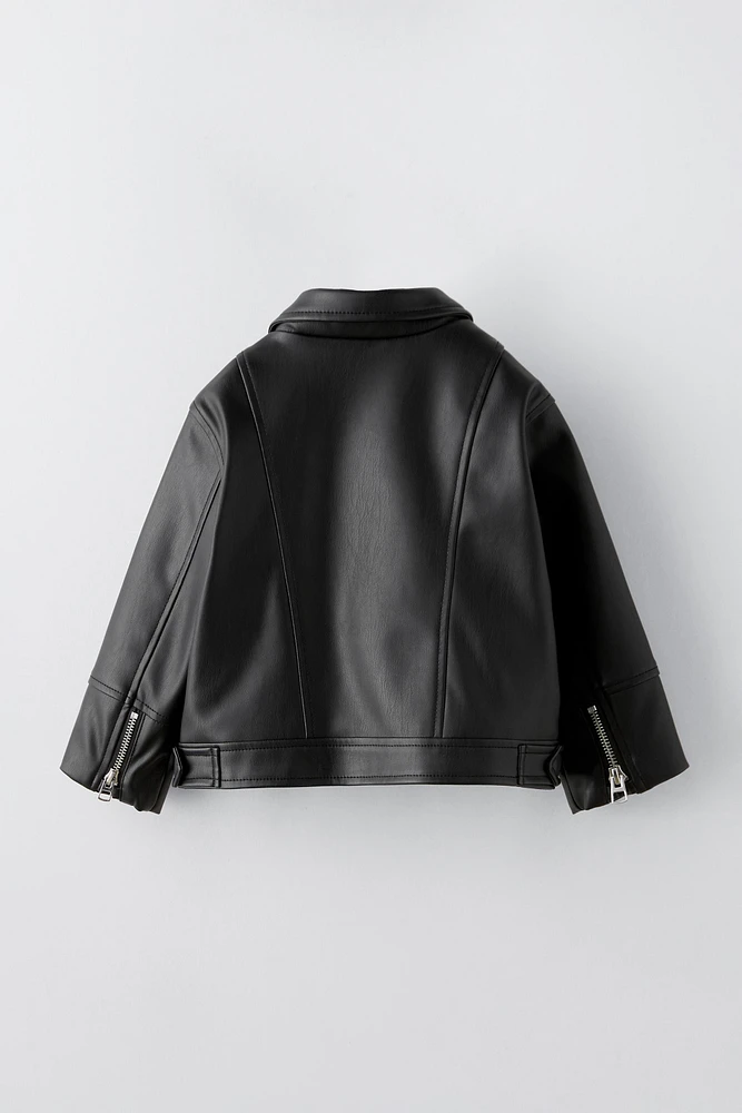 FAUX LEATHER BUCKLES JACKET