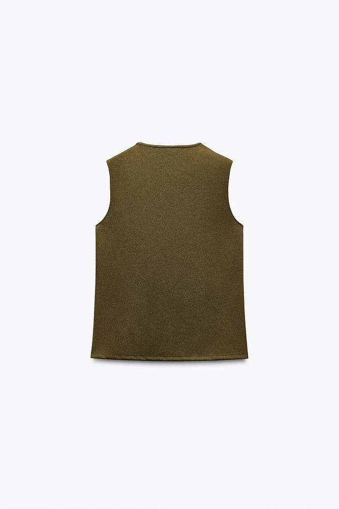 BUCKLE TWILL WRAP TOP