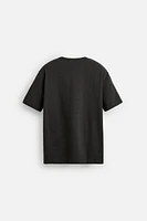 STRIPED BUTTON NECK T-SHIRT
