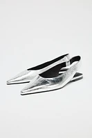 LEATHER METALLIC EFFECT SLINGBACK BALLET FLATS