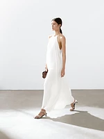 Robe longue plissée froncée