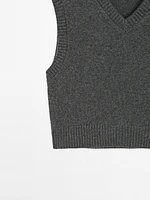Veste sans manches 100 % cachemire à col en V