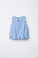 EMBROIDERED FLOWER BALLOON T-SHIRT