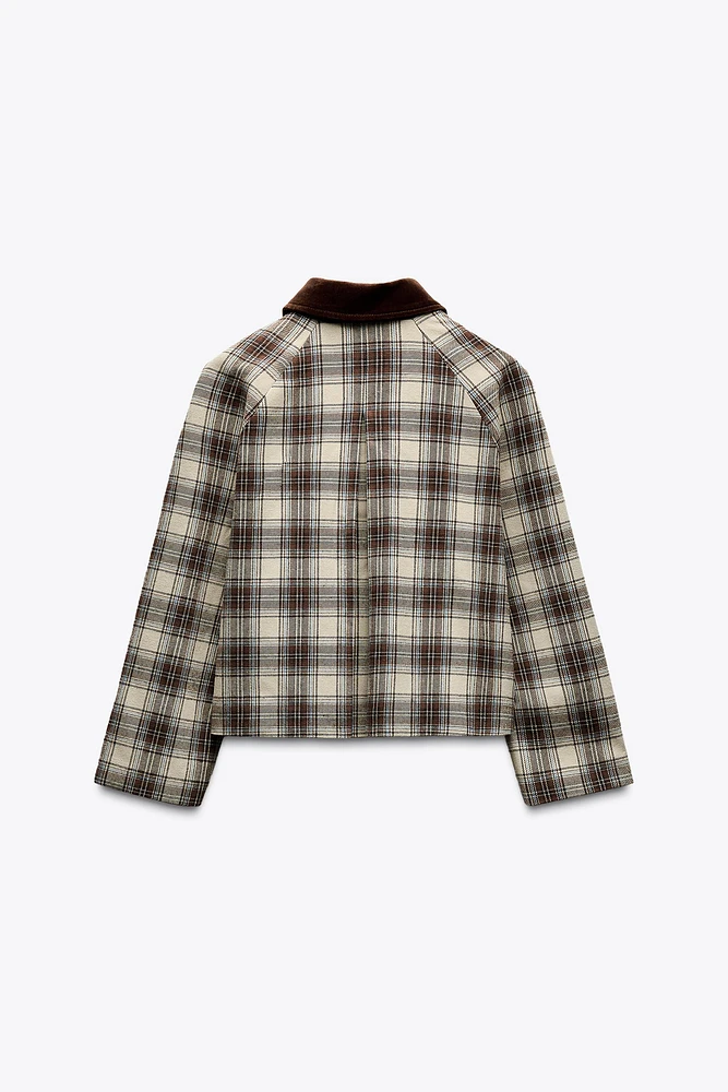 VESTE CAPE À CARREAUX