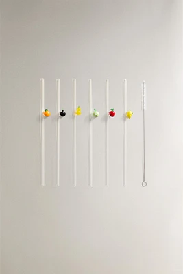 LOT PAILLES VERRE RECYCLABLE FIGURES FRUITS (LOT DE 6)
