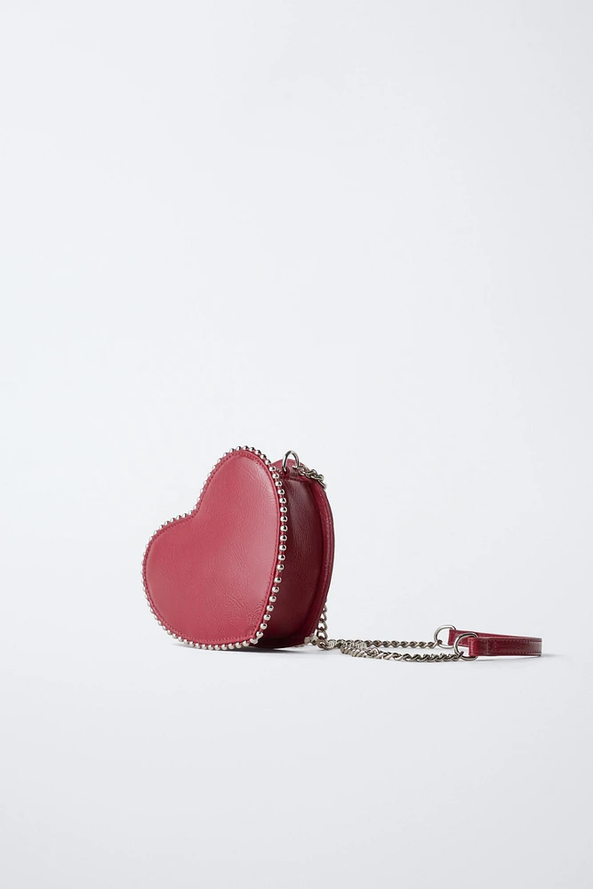 STUDDED HEART CROSSBODY BAG