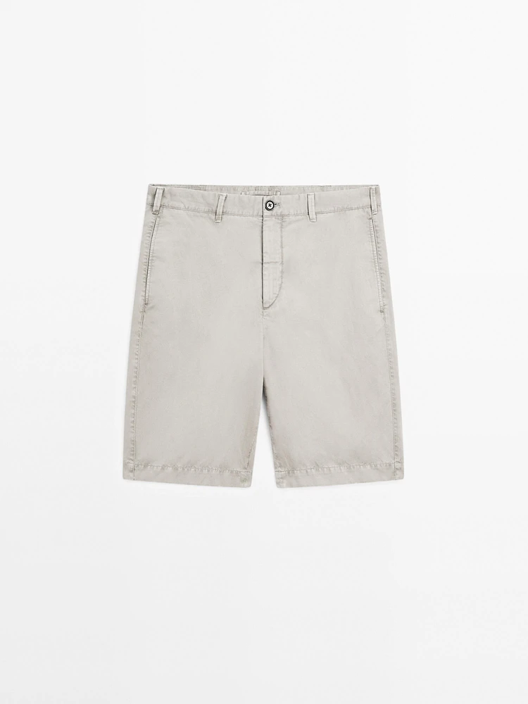 Lightweight linen blend Bermuda shorts
