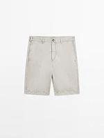 Lightweight linen blend Bermuda shorts