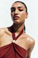 ROBE MIDI HALTER EN LIN