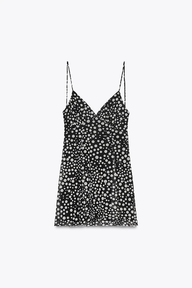 PRINTED TULLE MINI DRESS