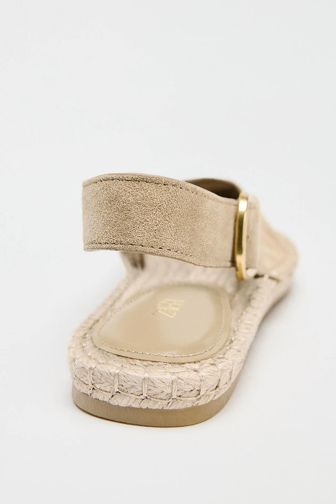 SPLIT LEATHER BRAIDED SLINGBACKS