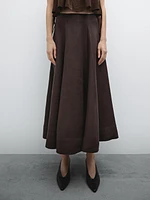 Flared linen skirt with hem detail