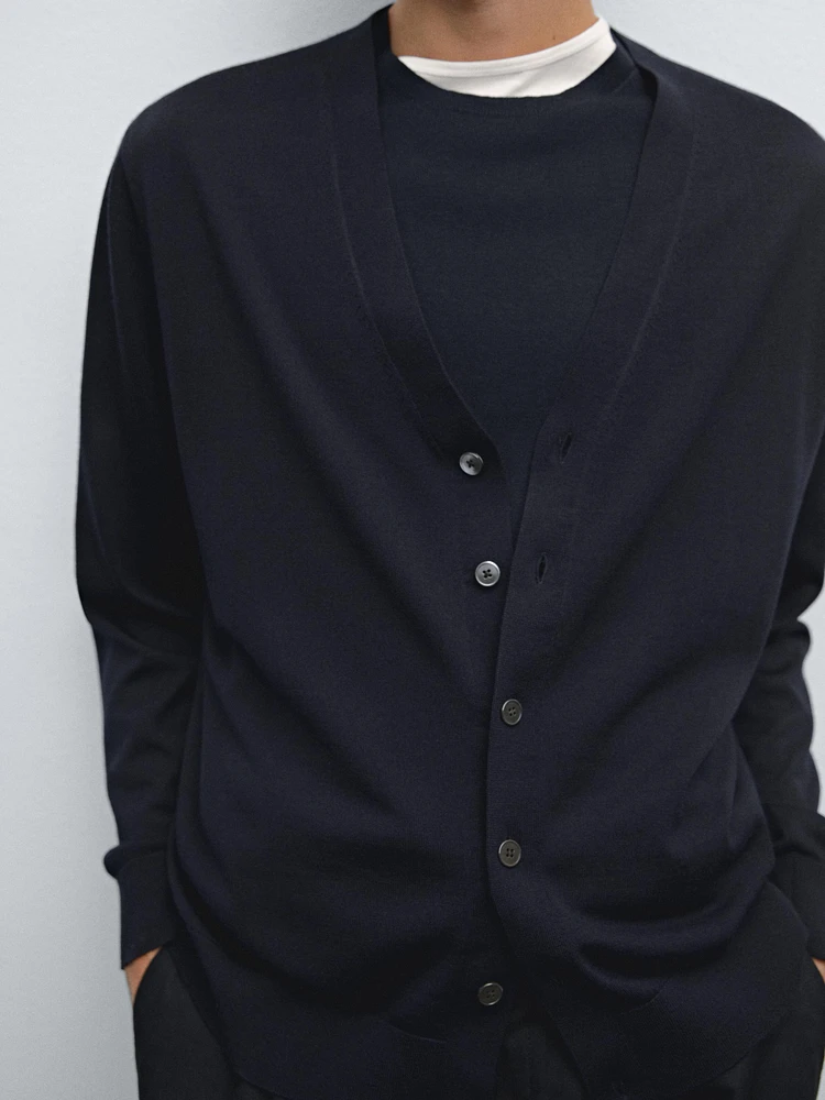 Cardigan 100 % laine mérinos