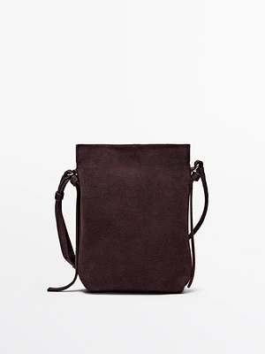 Split suede leather mini crossbody bag