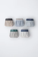 AGES 6-14/ FIVE-PACK OF CHECKERED BOXERS