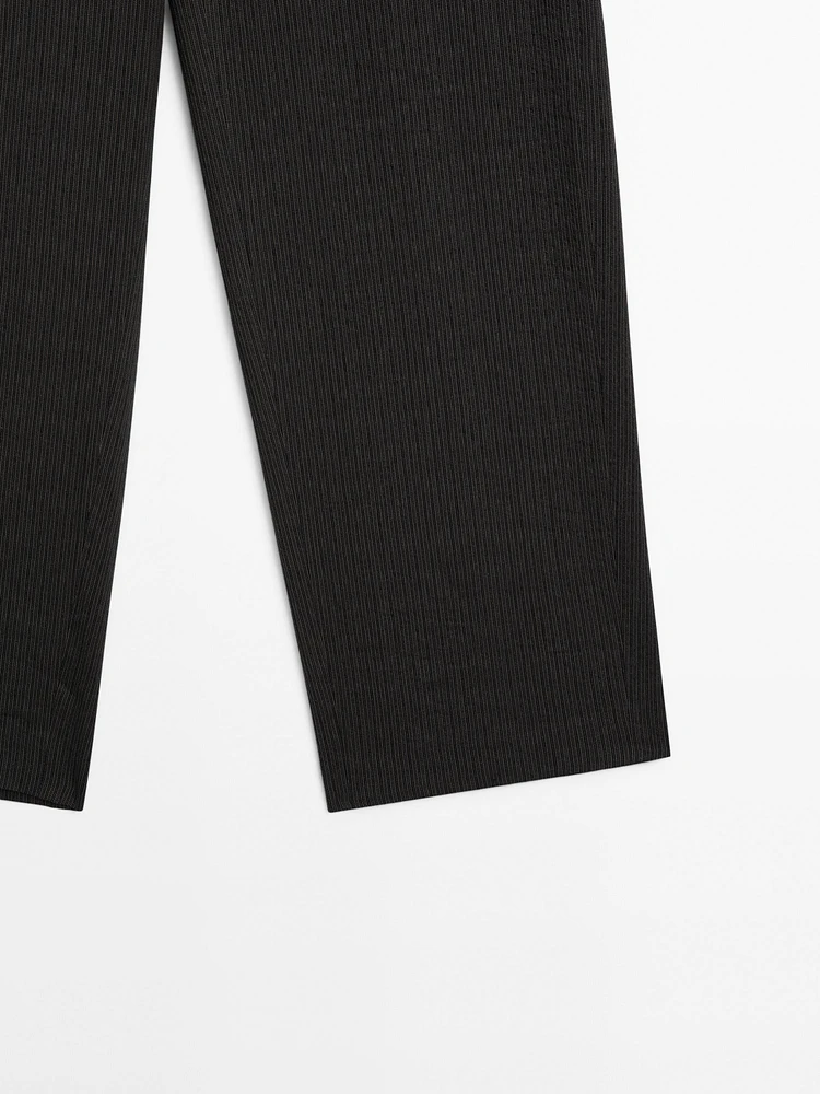 Striped cotton blend suit trousers