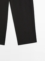 Pantalon de tailleur à rayures en coton mélangé