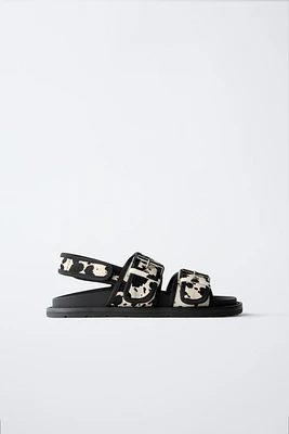 ANIMAL PRINT LEATHER SANDALS