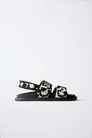 ANIMAL PRINT LEATHER SANDALS
