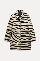 ANIMAL PRINT LEATHER COAT ZW COLLECTION