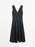Robe midi denim coutures apparentes