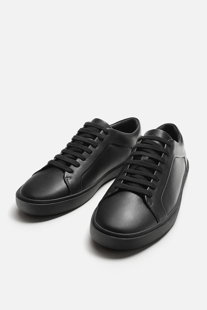 LEATHER LACE-UP SNEAKERS