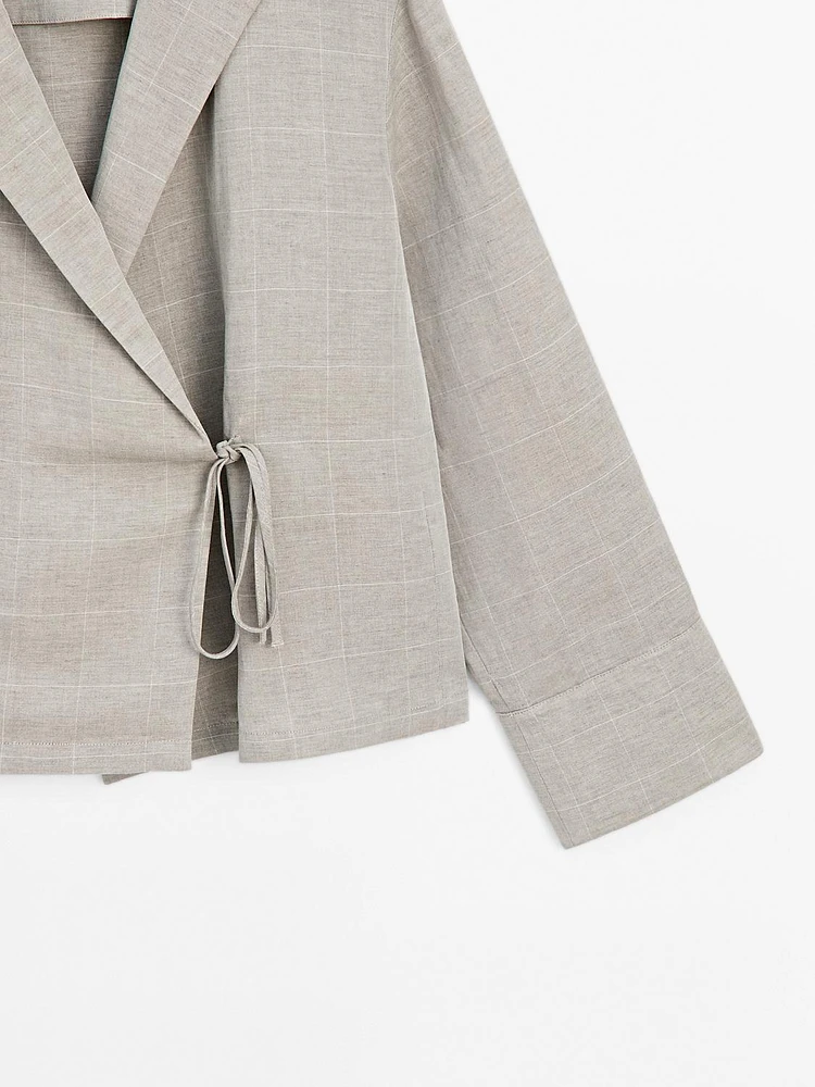 Kimono lin imprimé carreaux