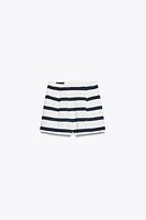 PLEATED STRIPED SHORTS