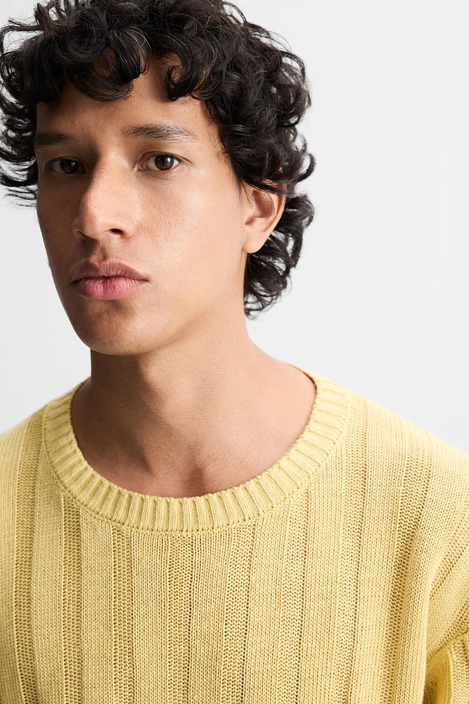 100% LINEN RIBBED SWEATER