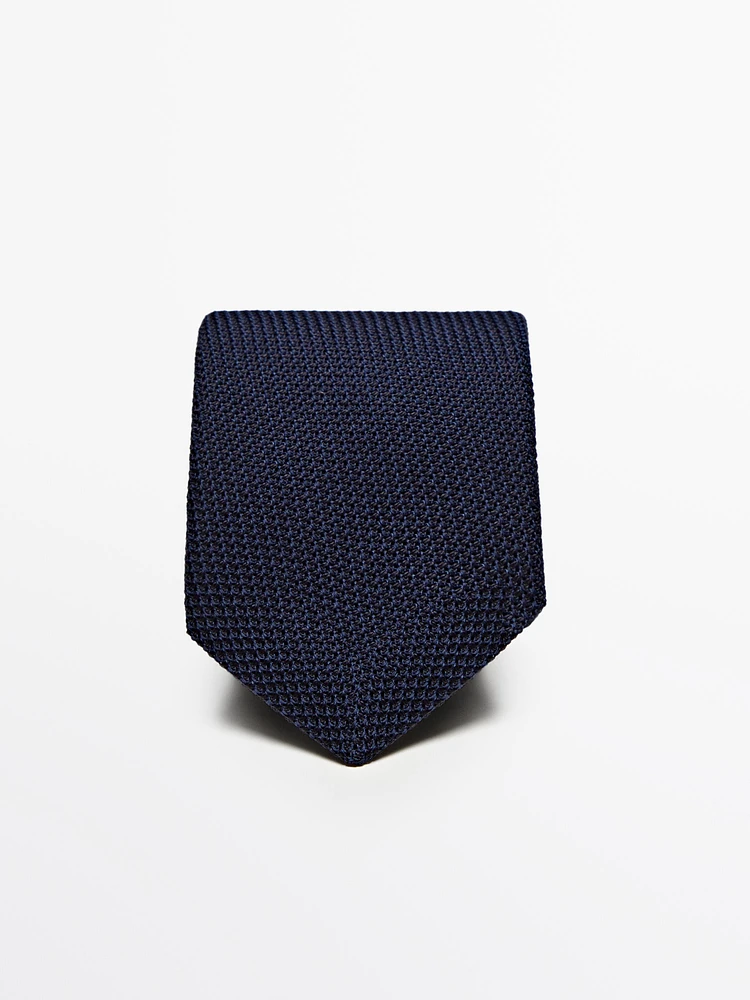 Cravate micro-texturée 100 % soie héron