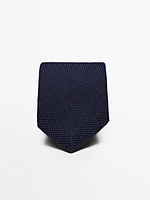 Cravate micro-texturée 100 % soie héron