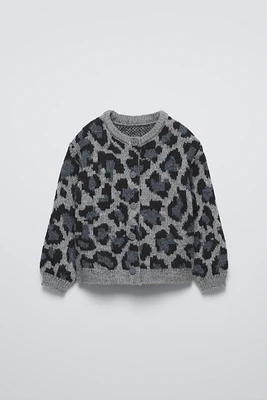 ANIMAL PRINT KNIT CARDIGAN